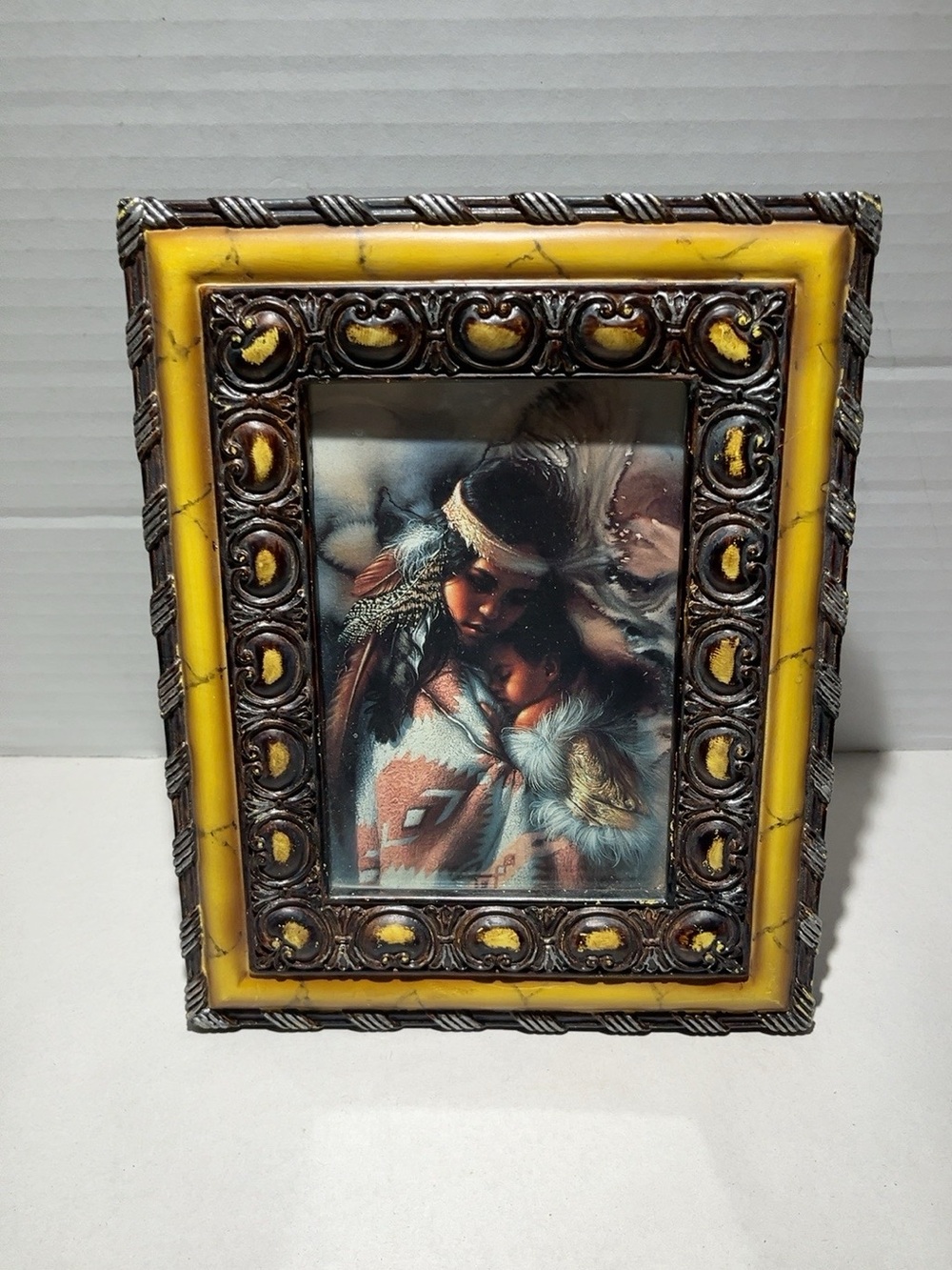 Native American Mother Child Framed Art Print Southwestern Decor 9x7.5